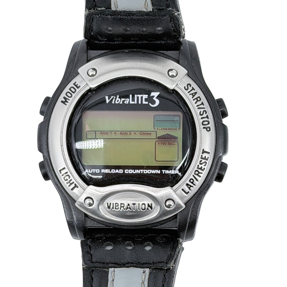 VibraLITE 3 Digital Vibration Alarm Watch‎ Mens Black Not Working Needs Battery